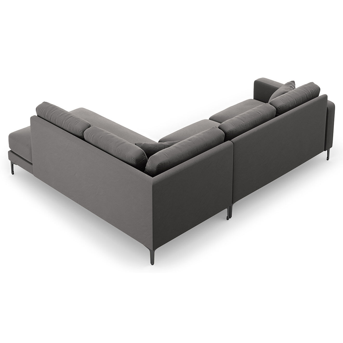 Mazzini Sofas Canapé d'angle Droit Velours Venus 5 Places gris - 254x185x90 cm