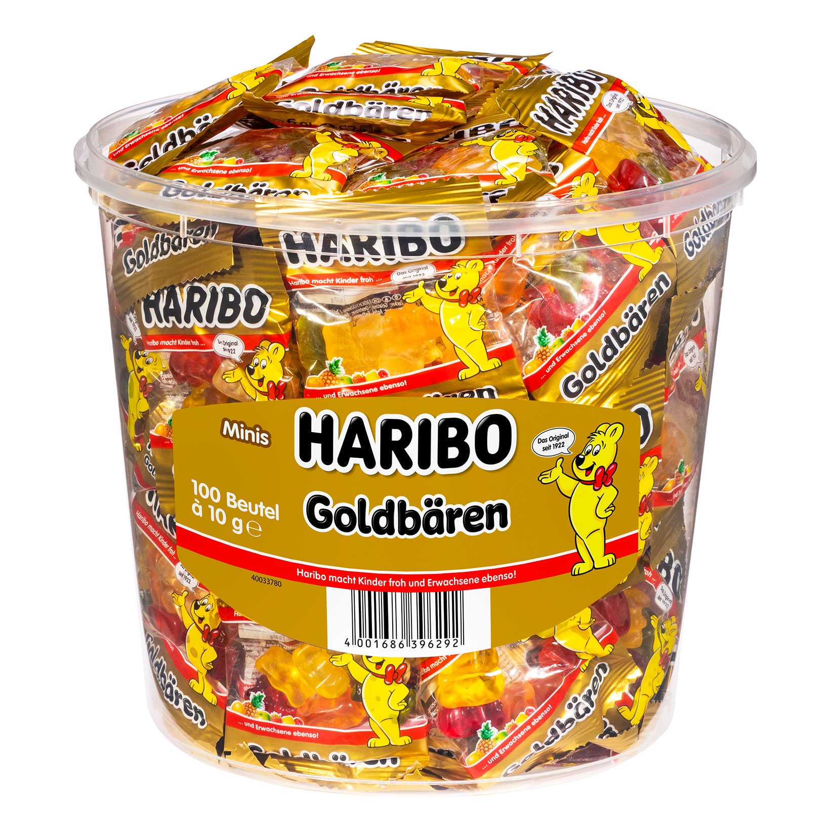 Haribo Goldbären Fruchtgummi Minis 100 Stück im Eimer 1 kg