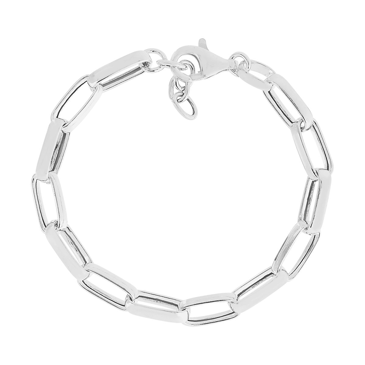 Bracelet argent 925, mailles rectangulaires 21 cm.