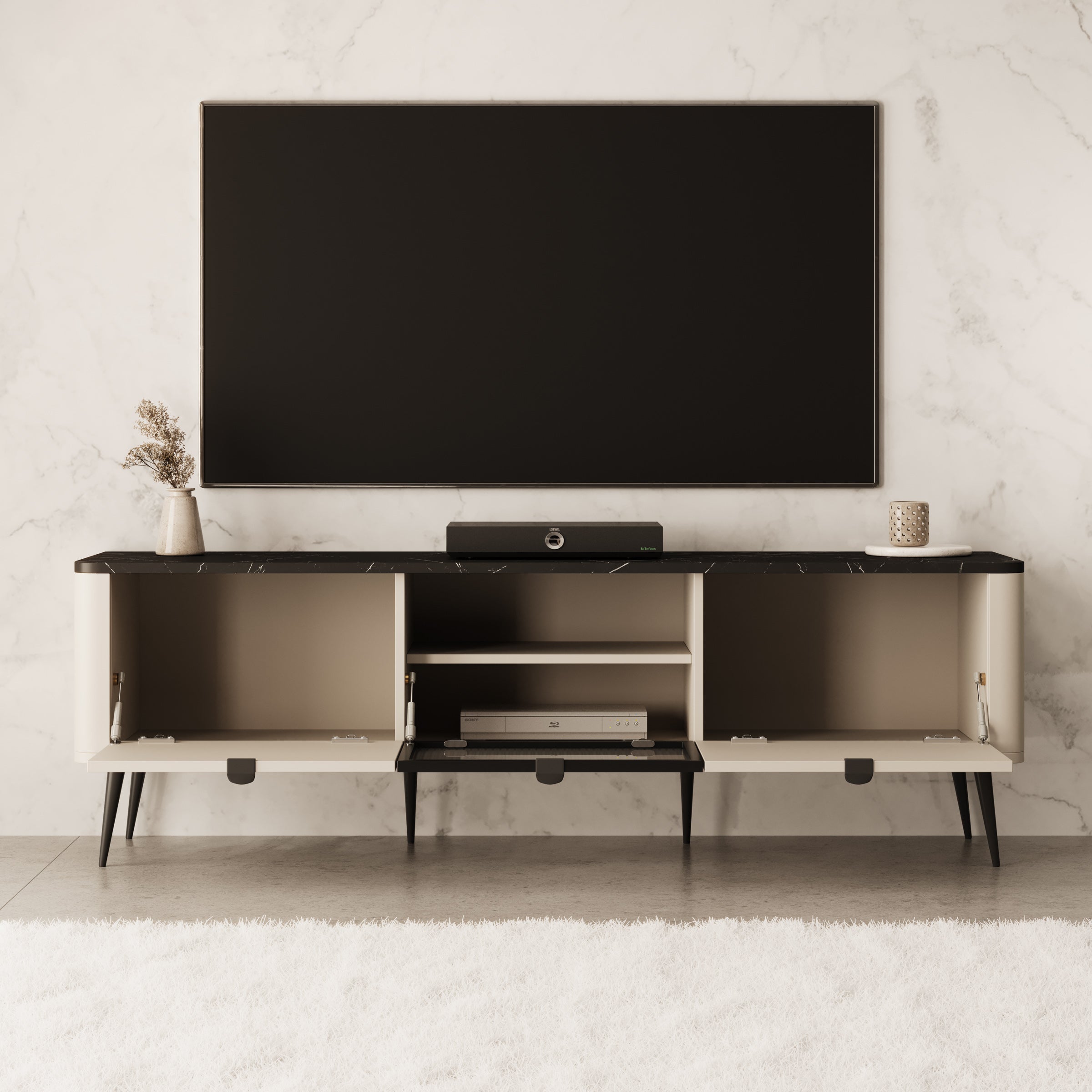 Mace - TV-Meubel - Beige - 160x40x52 cm