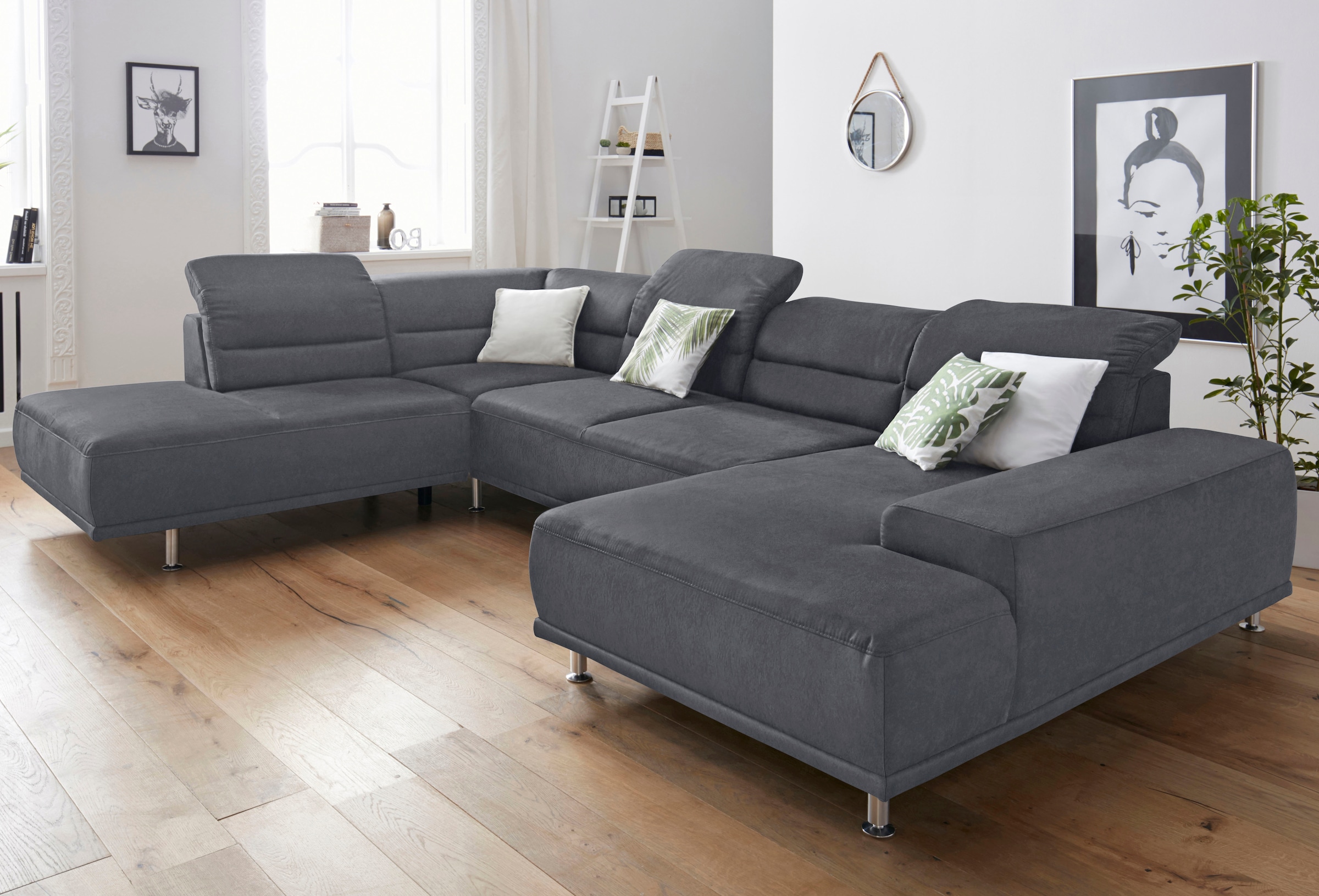 sit&more Wohnlandschaft »Mariola U-Form« mit Federkern, inklusive Kopfteil- und Sitztiefenverstellung