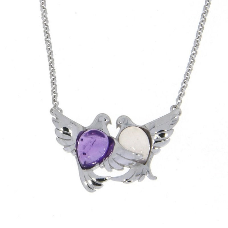 Collier améthyste et quartz