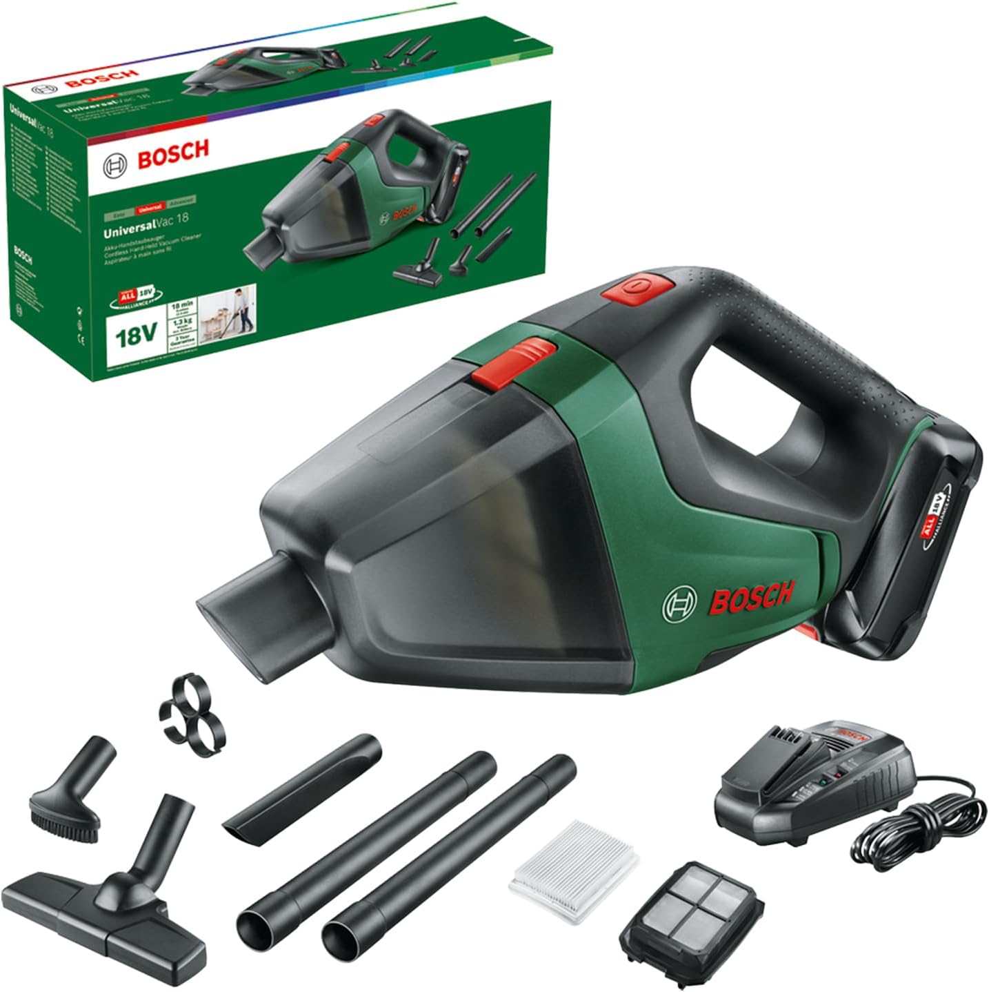 Bosch Akku Staubsauger UniversalVac 18 (2,5 Ah Akku, 18 Volt System, im Karton)