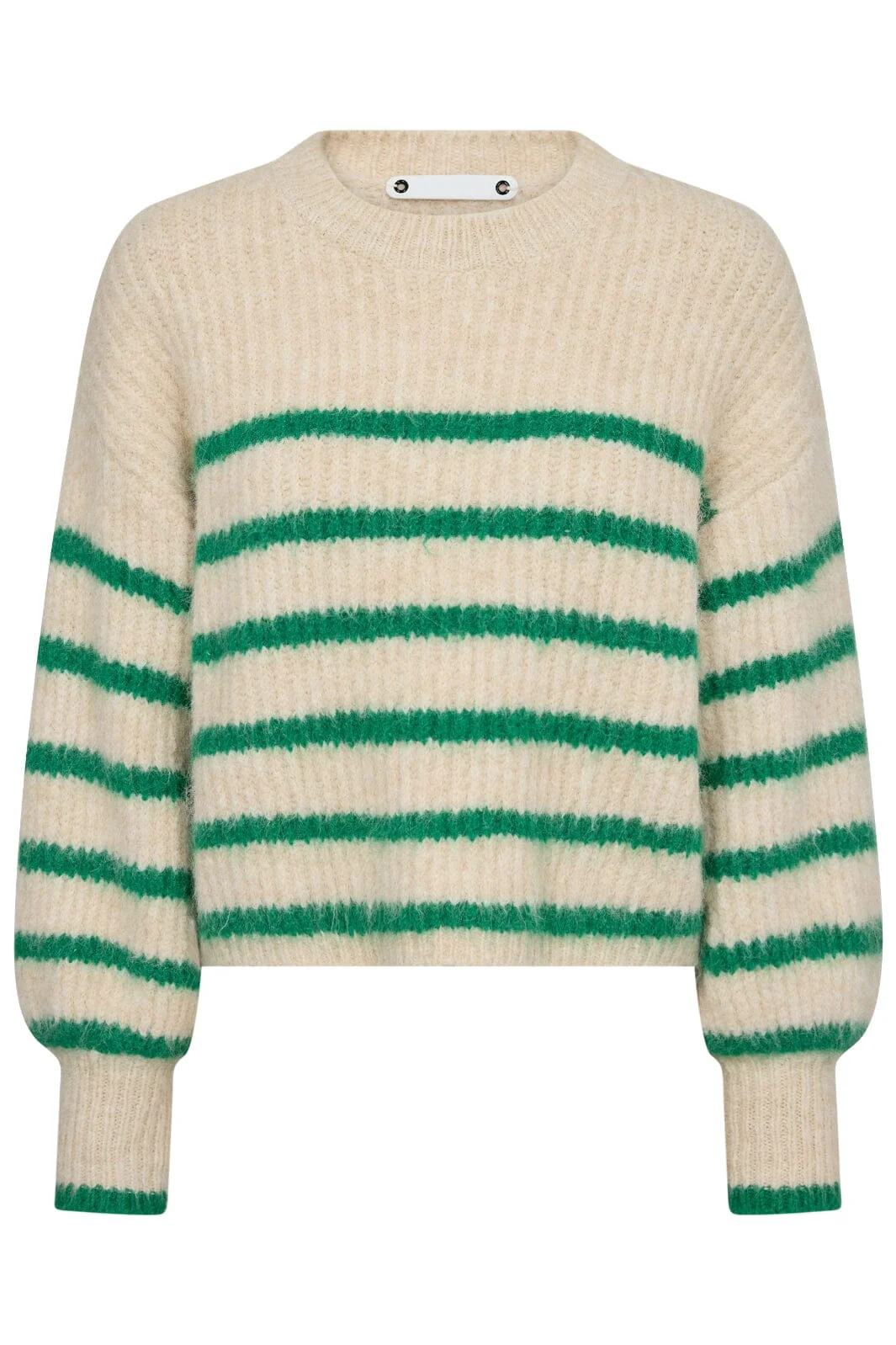 Co´Couture Coraliecc Crop Stripe O-Knit 32156 19934 bonegreen