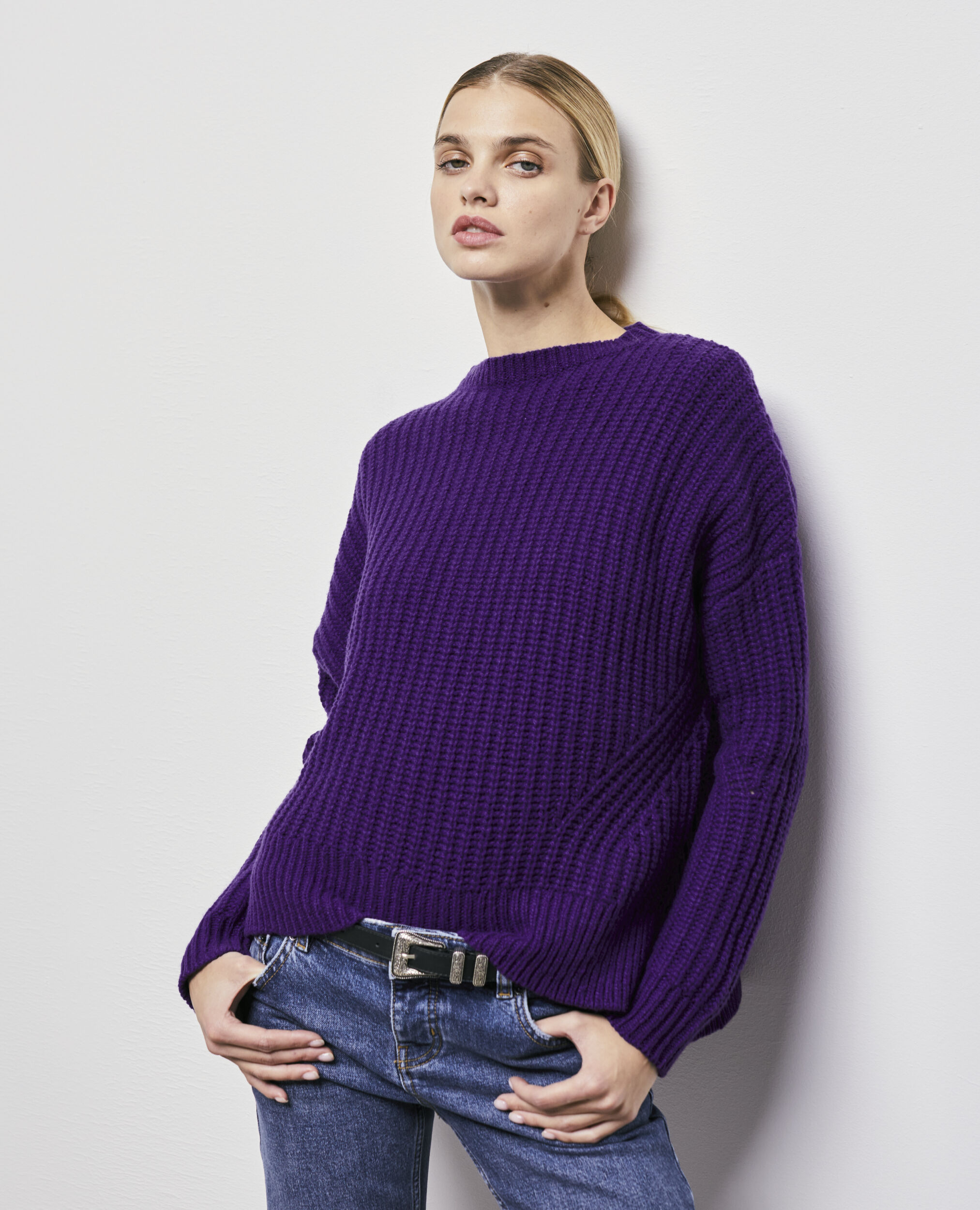 Pull en laine violet