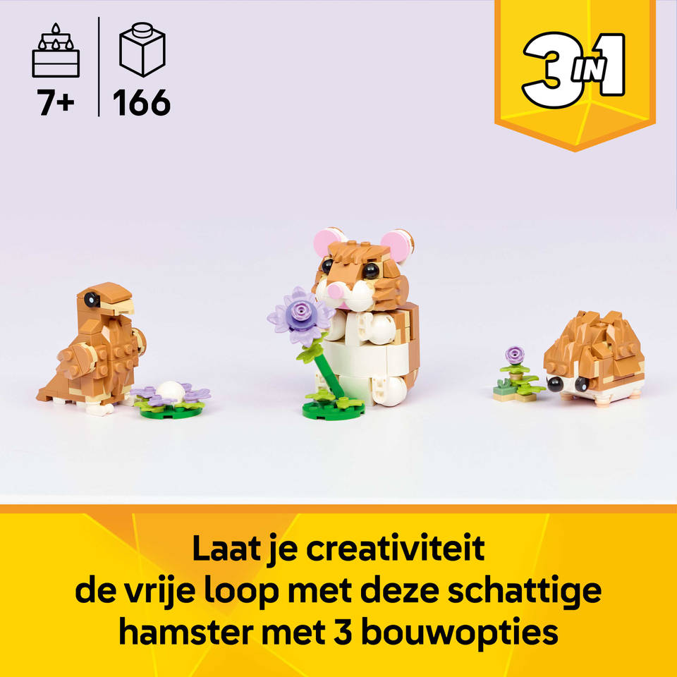 LEGO Creator 3-in-1 schattige hamster met bloem 31376