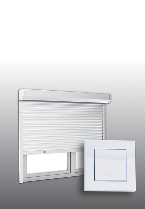 Volet roulant électrique alu motorisé filaire Protecta blanc 120 x h.135 cm