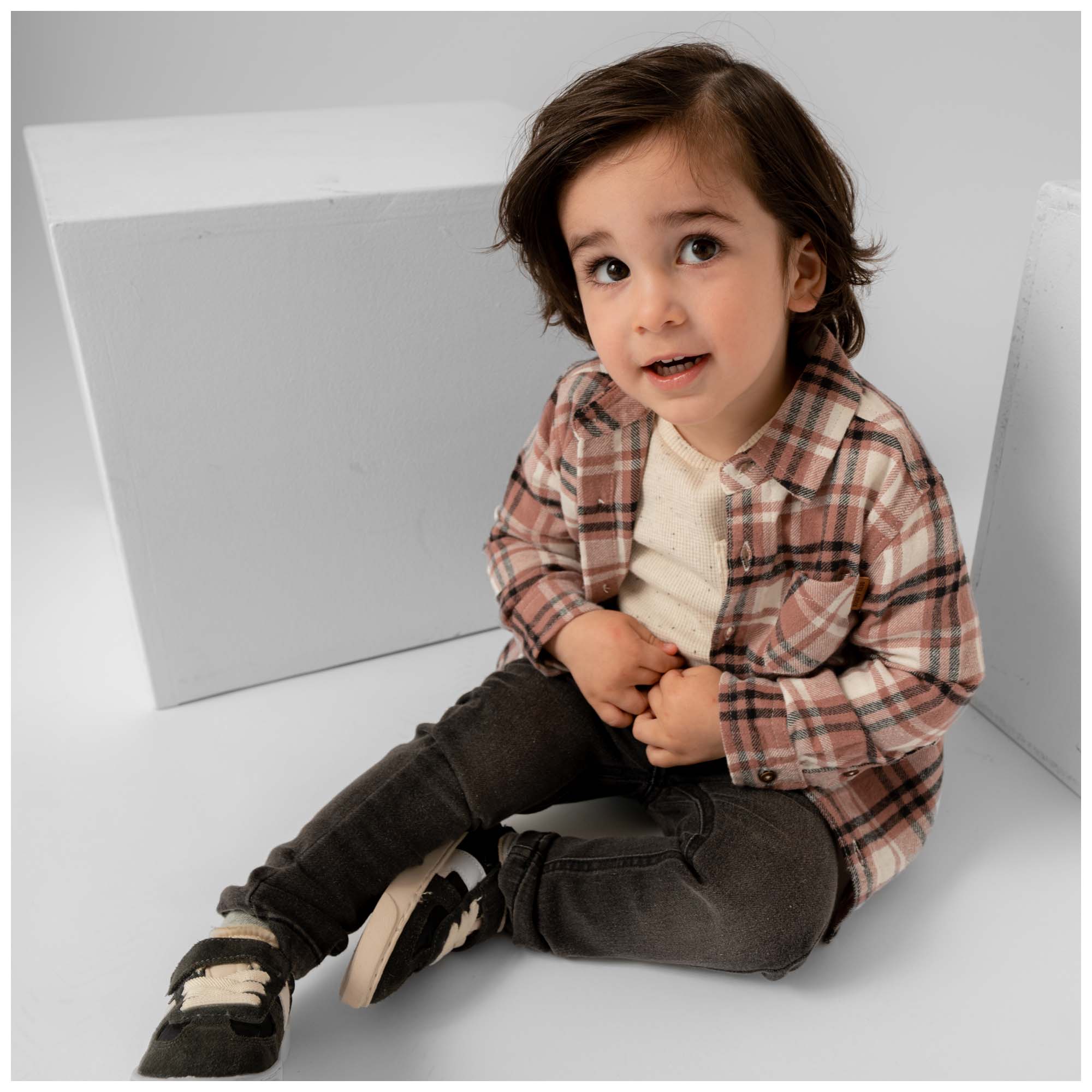 Prénatal peuter blouse lange mouwen ruit multi