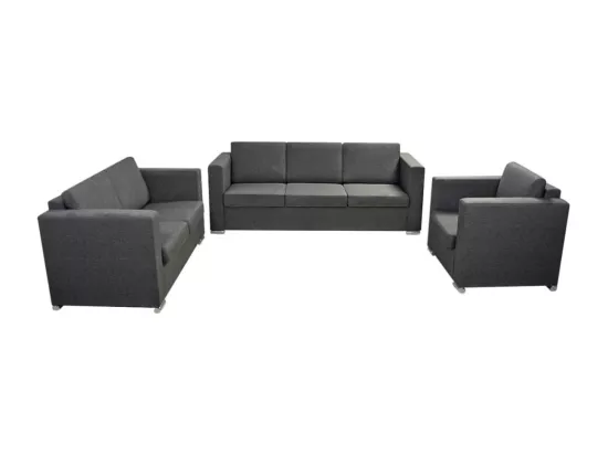 Ensemble de canapés trois pièces Tissu Gris foncé