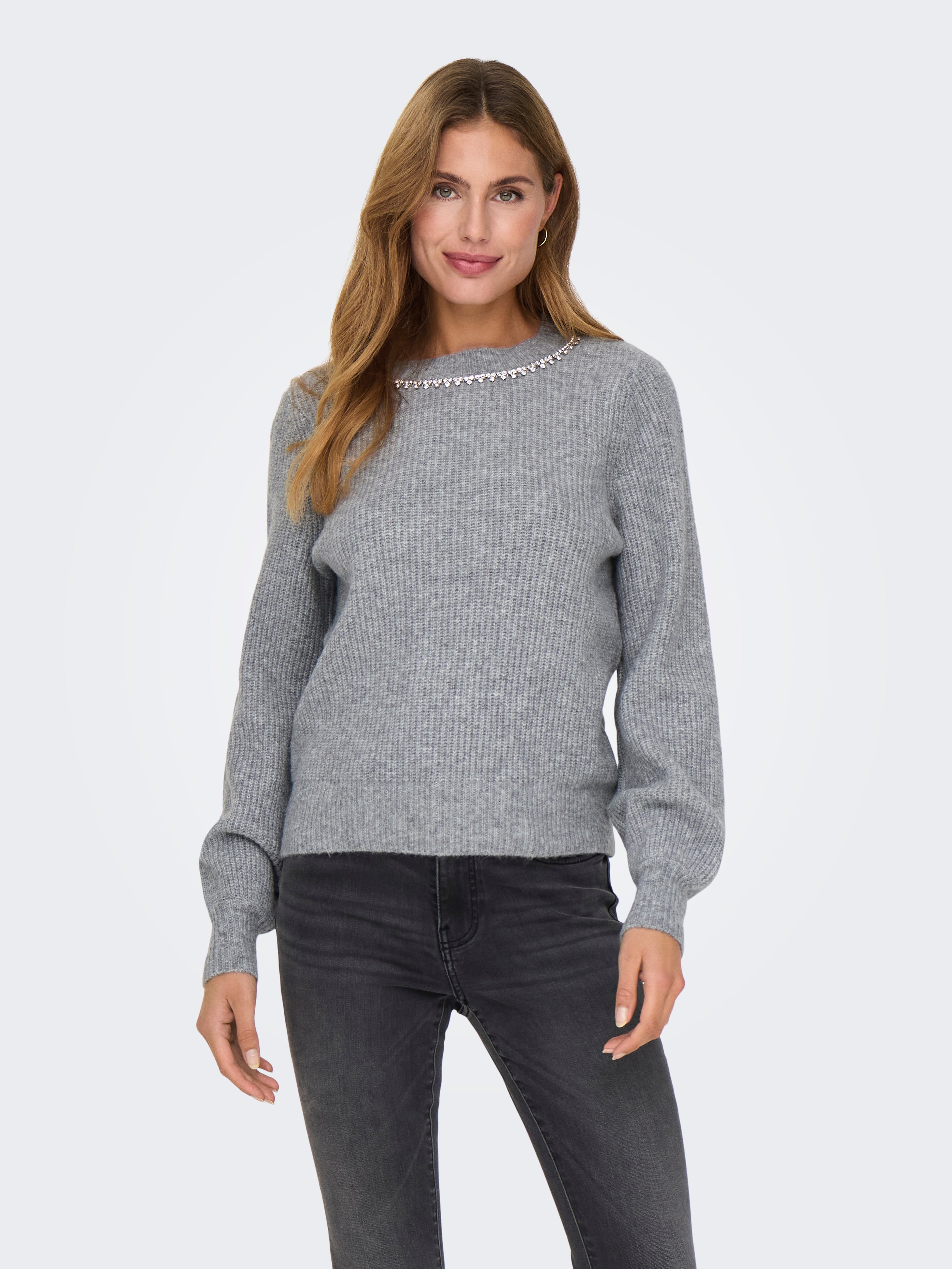 ONLGAIDA Strickpullover Medium Grey Melange