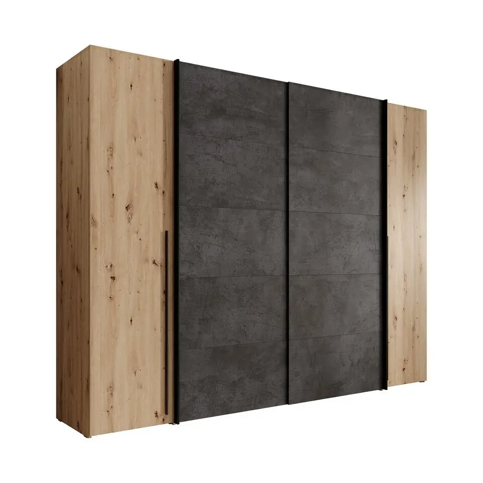 Meubella - Kledingkast Nassau - Eiken - Grijs - 270 cm