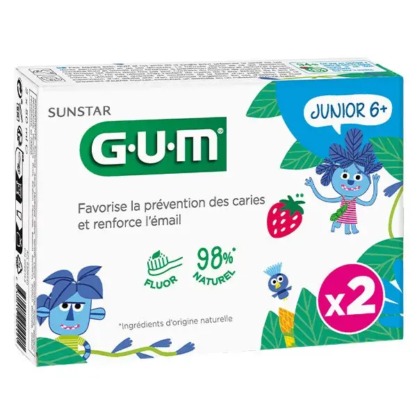 Pasta de dentes Gum Junior, embalagem com 2 unidades de 50ml