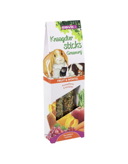 Esve Knaagdiersticks Graanvrij - Knaagdiersnack - Fruit Wortel 2 stuks