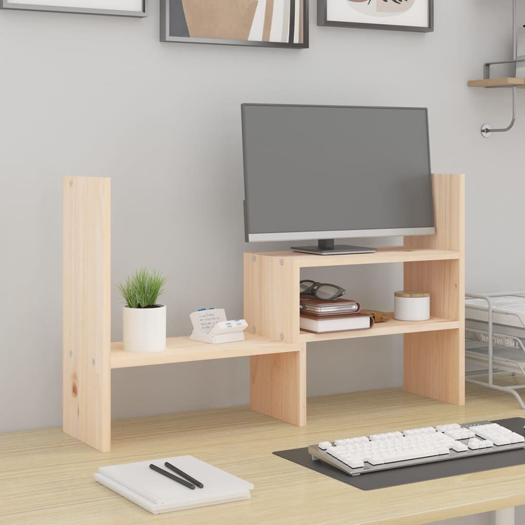 vidaXL Monitorstandaard, (39-72)x17x43 cm, massief grenenhout