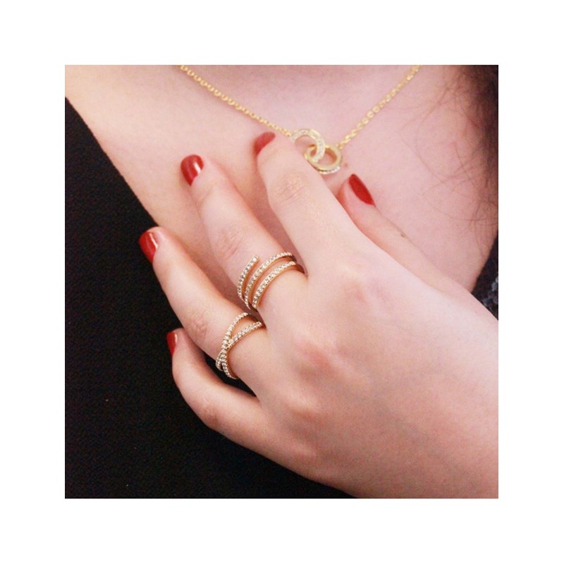 Bague Spiral - Doré et Cristal