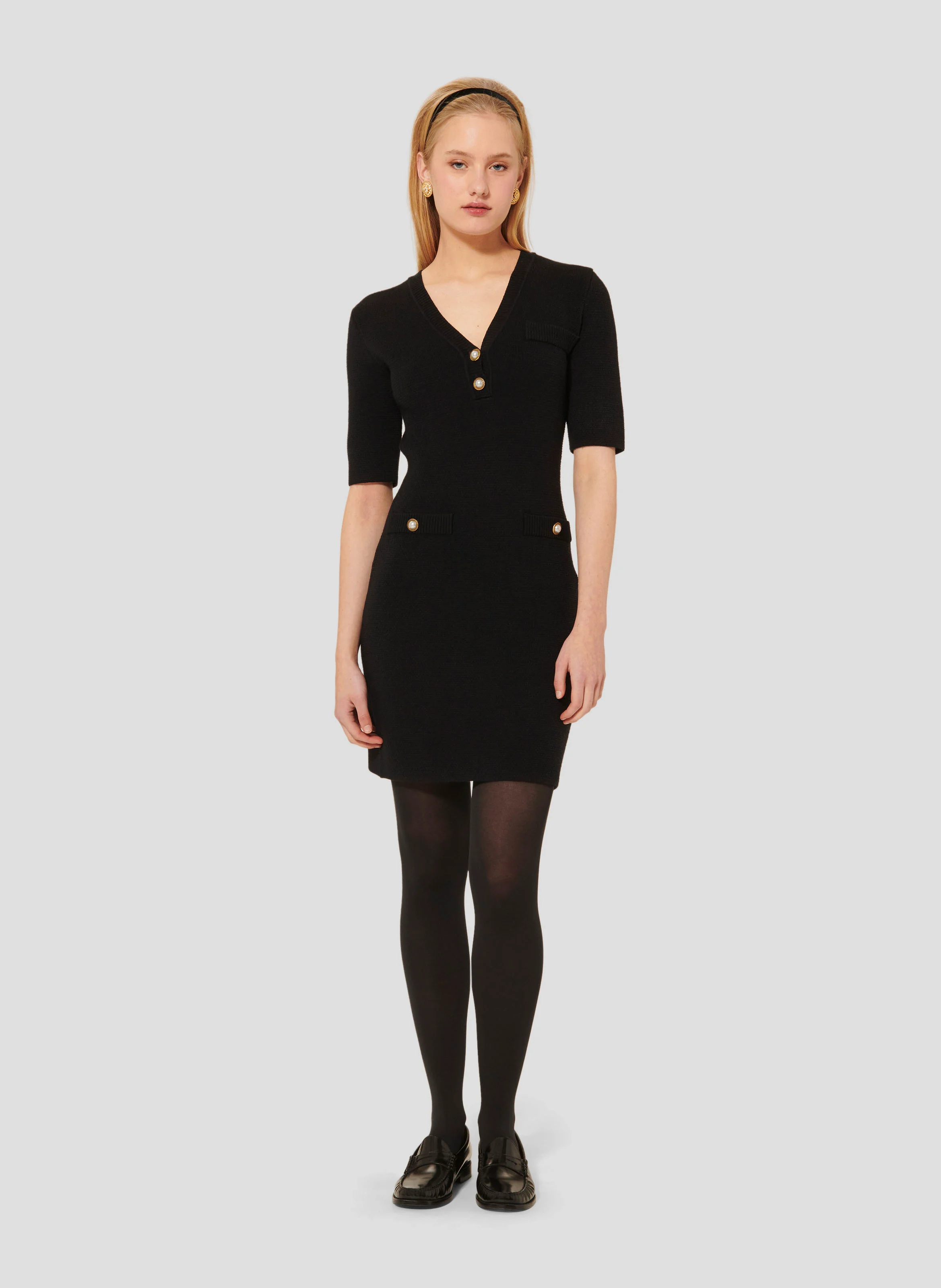 RUTHIE - Robe courte près du corps en maille | Noir