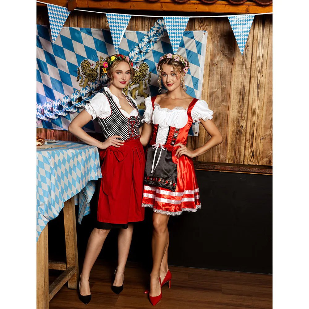 Rode Dirndl Jurk Oktoberfest Grijs Frau