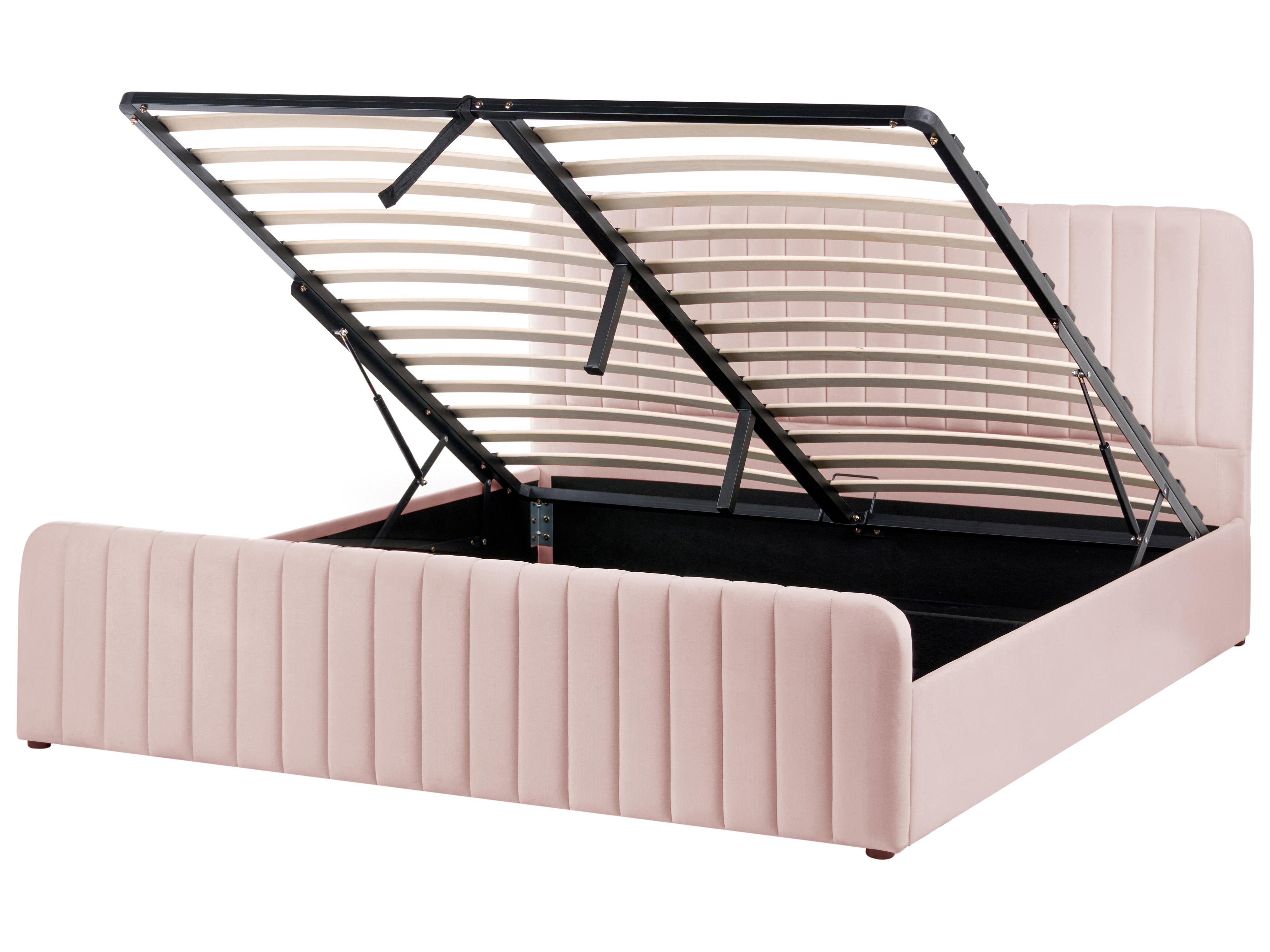 Bed met opbergruimte LUNAN 180 x 200 cm Pastelroze