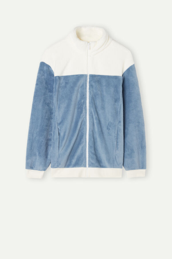 Jaqueta bomber de lã com blocos de cores