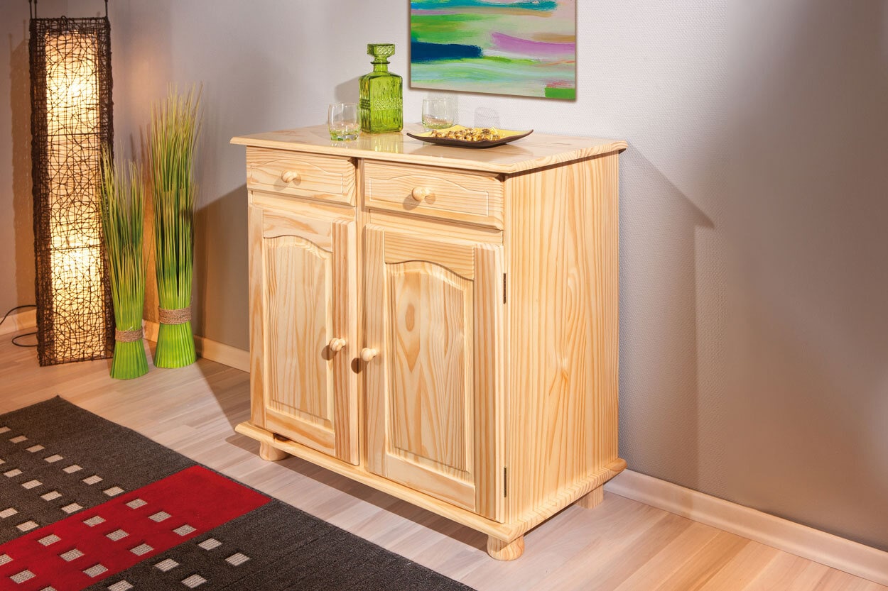 Kommode BENJAMIN 88x87x43 cm Massivholz Kiefer Natur