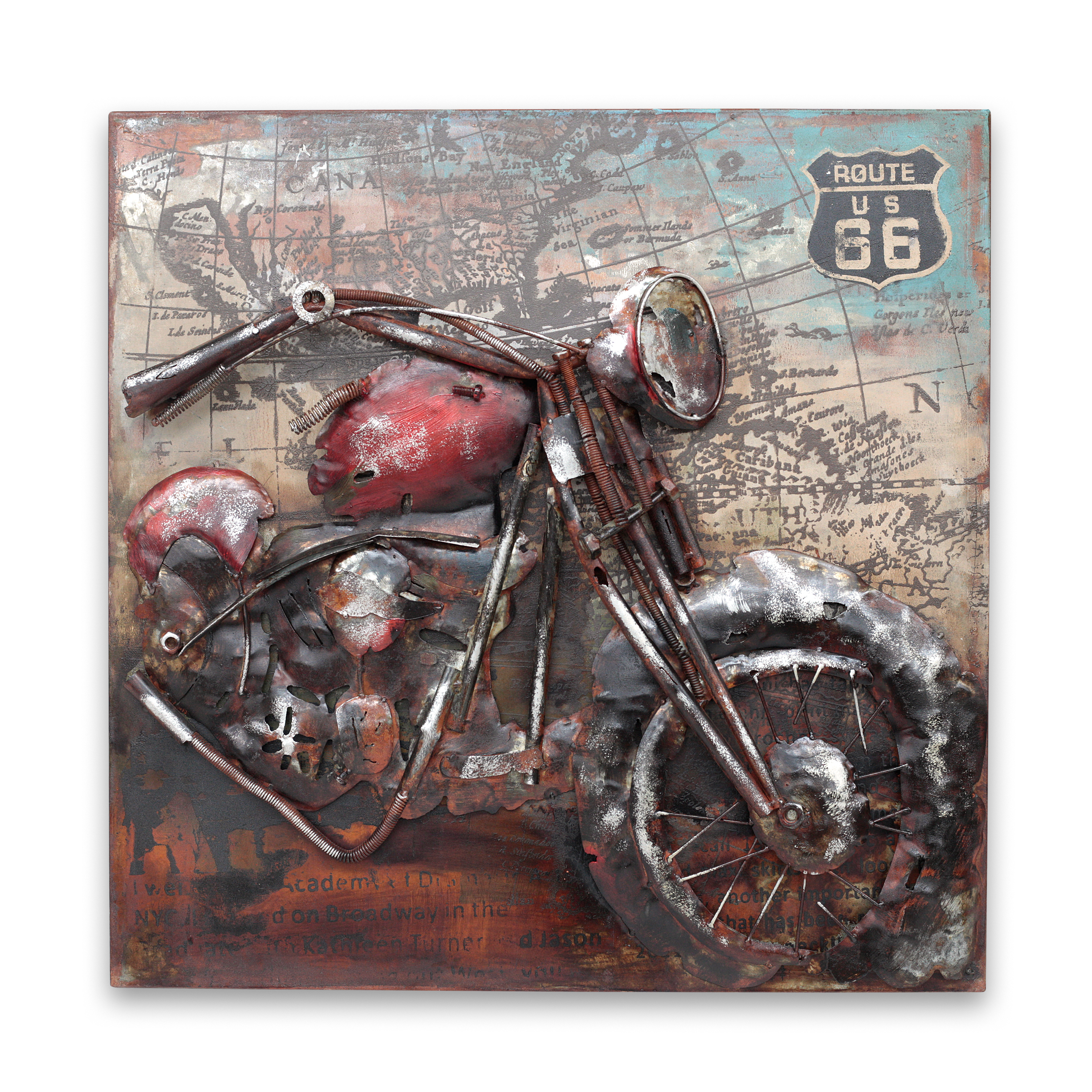 Wandbild 'Bike Route 66', T 7 cm, B 60 cm, H 60 cm von fischer's lagerhaus