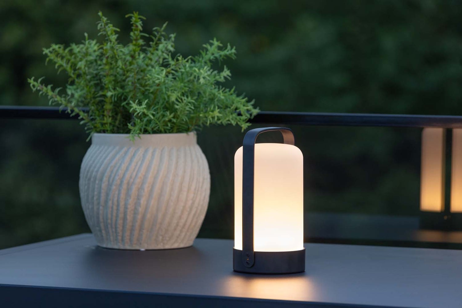 Fern LED tafellamp voor buiten, zwart. 12 x 12 x 22 cm