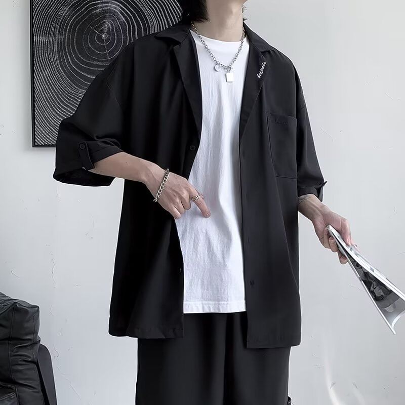Urtishia - Set: Effen shirt met elleboogmouwen + korte broek