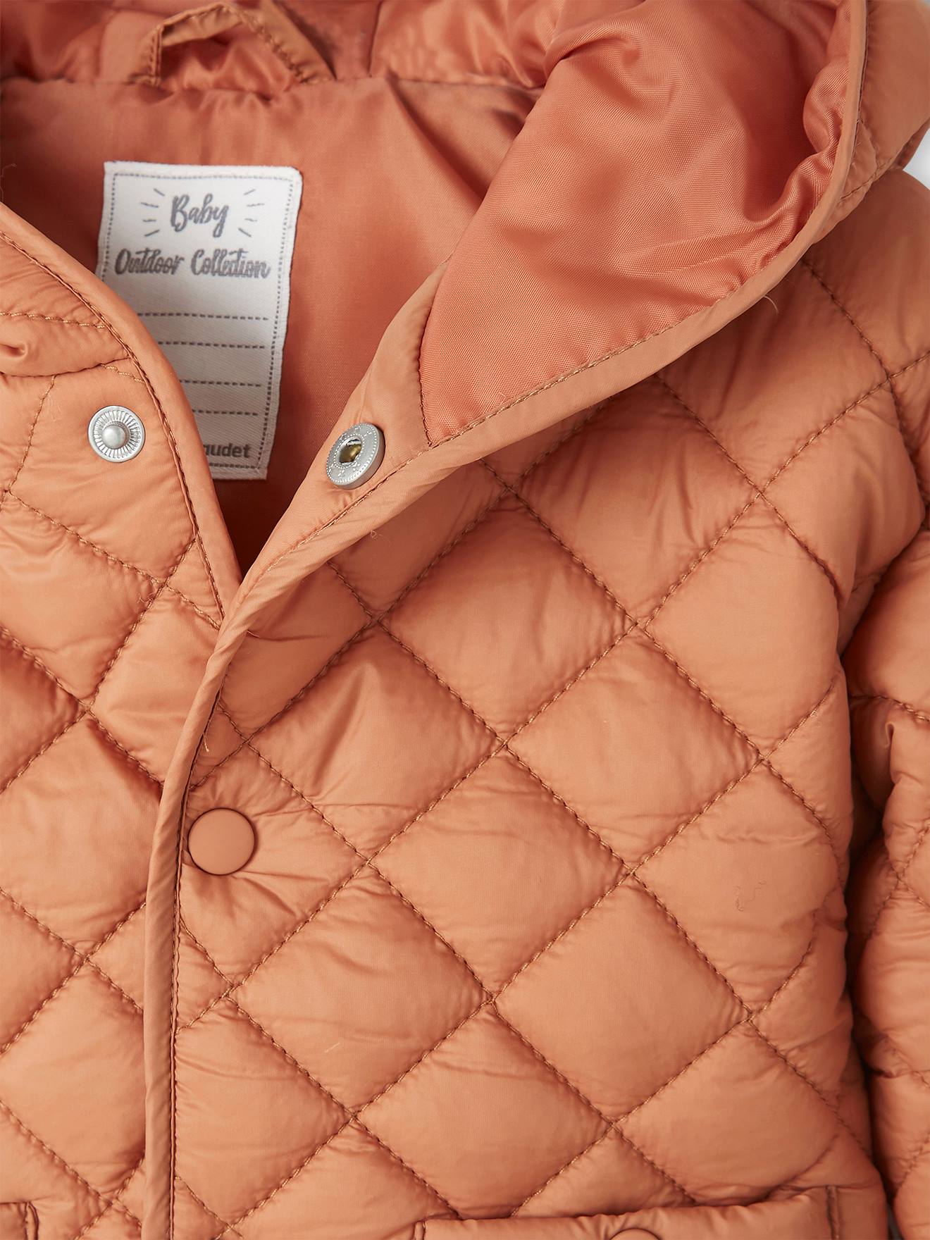 Jaqueta acolchoada com capuz para bebê, rosa claro liso