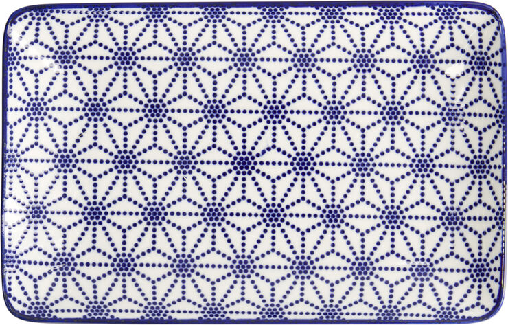 Tokyo Design Studio Nippon Blå plade rektangel 21x13,5cm Stjerne Blue/white
