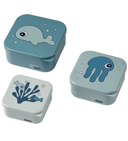 Done By Deer Snackbox - Sea Friends - 3-pak - Blå