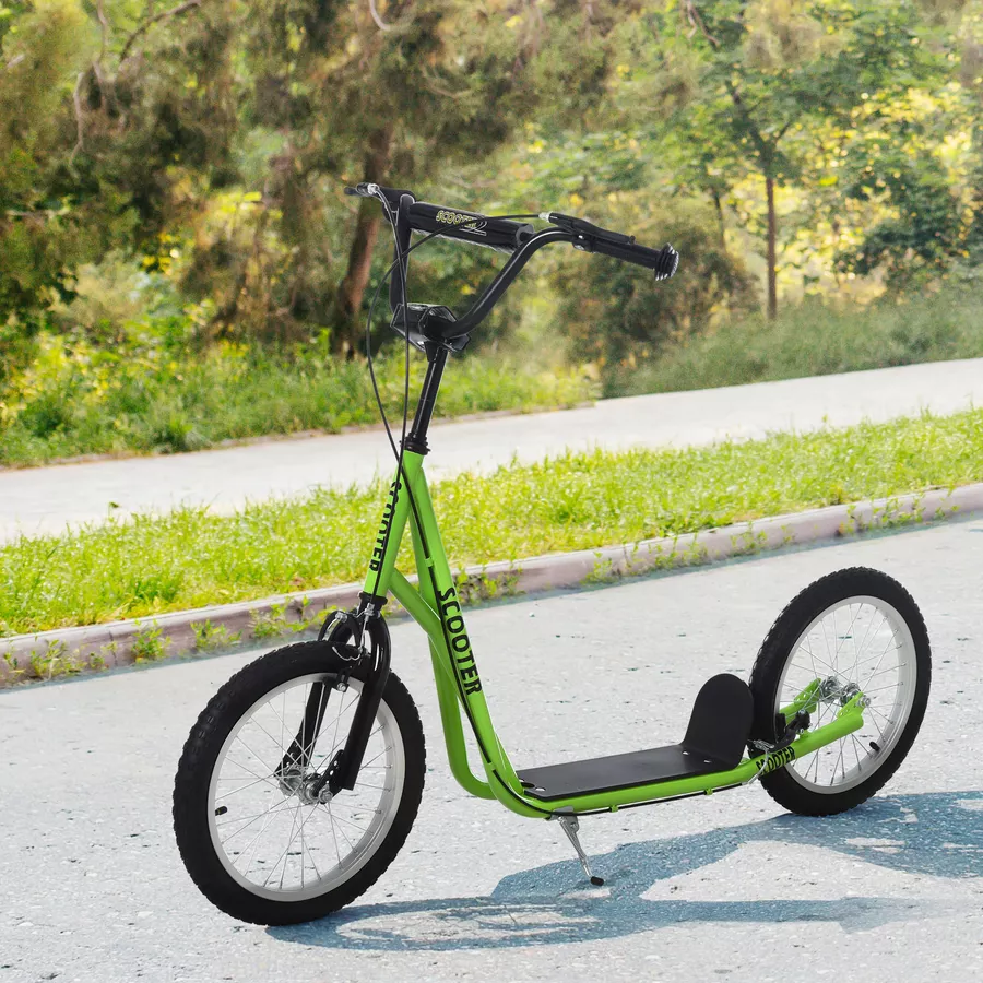 HOMCOM Kinderscooter mit Handbremse grün