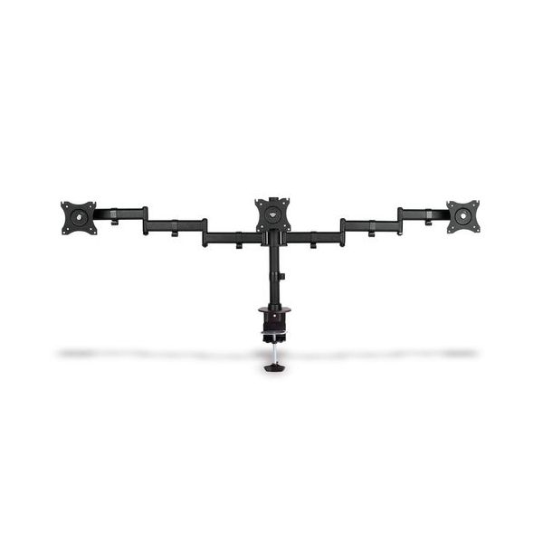 Digitus Triple Monitor Desk Clamp Mount, Black 90ø Swivel,45ø Tilt,rotate 360ø,15'-27' Tft, Max Load 3x8Kg,VESA max100x100 DA-90362