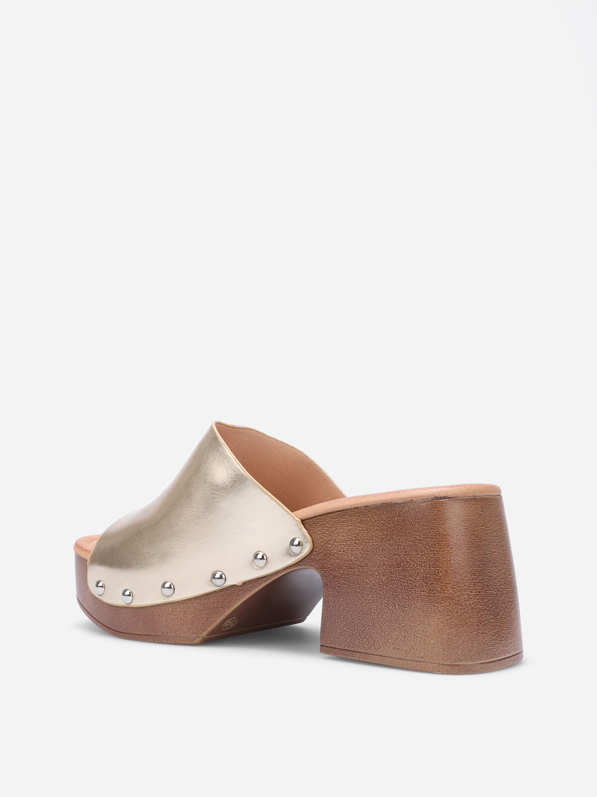 Mules sabots cloutées à plateforme- Doré