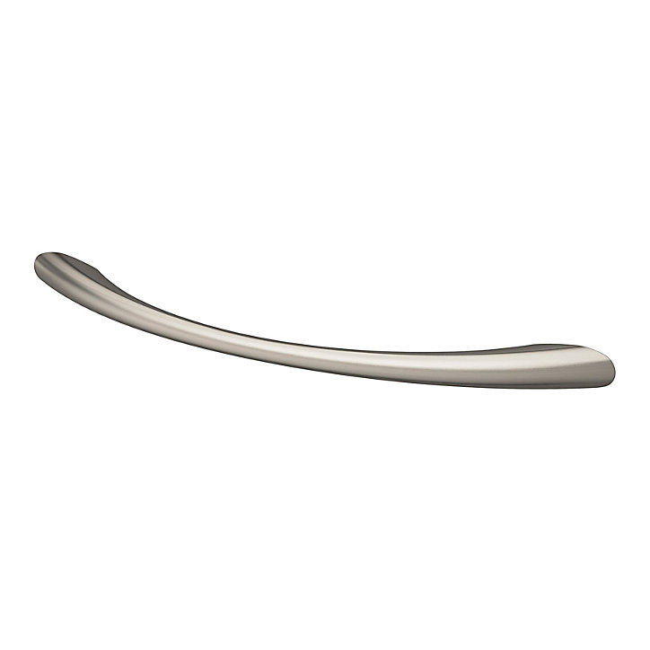 Lot 6 poignées de meuble nœud GoodHome Primel effet nickel satin gris l.160mm x l.9mm x H. 27mm entraxe 128mm