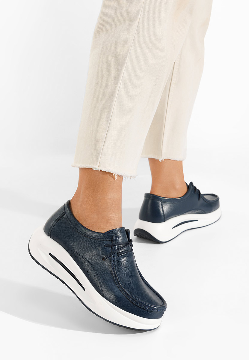 Mocassins femme en cuir marine Albeida V2