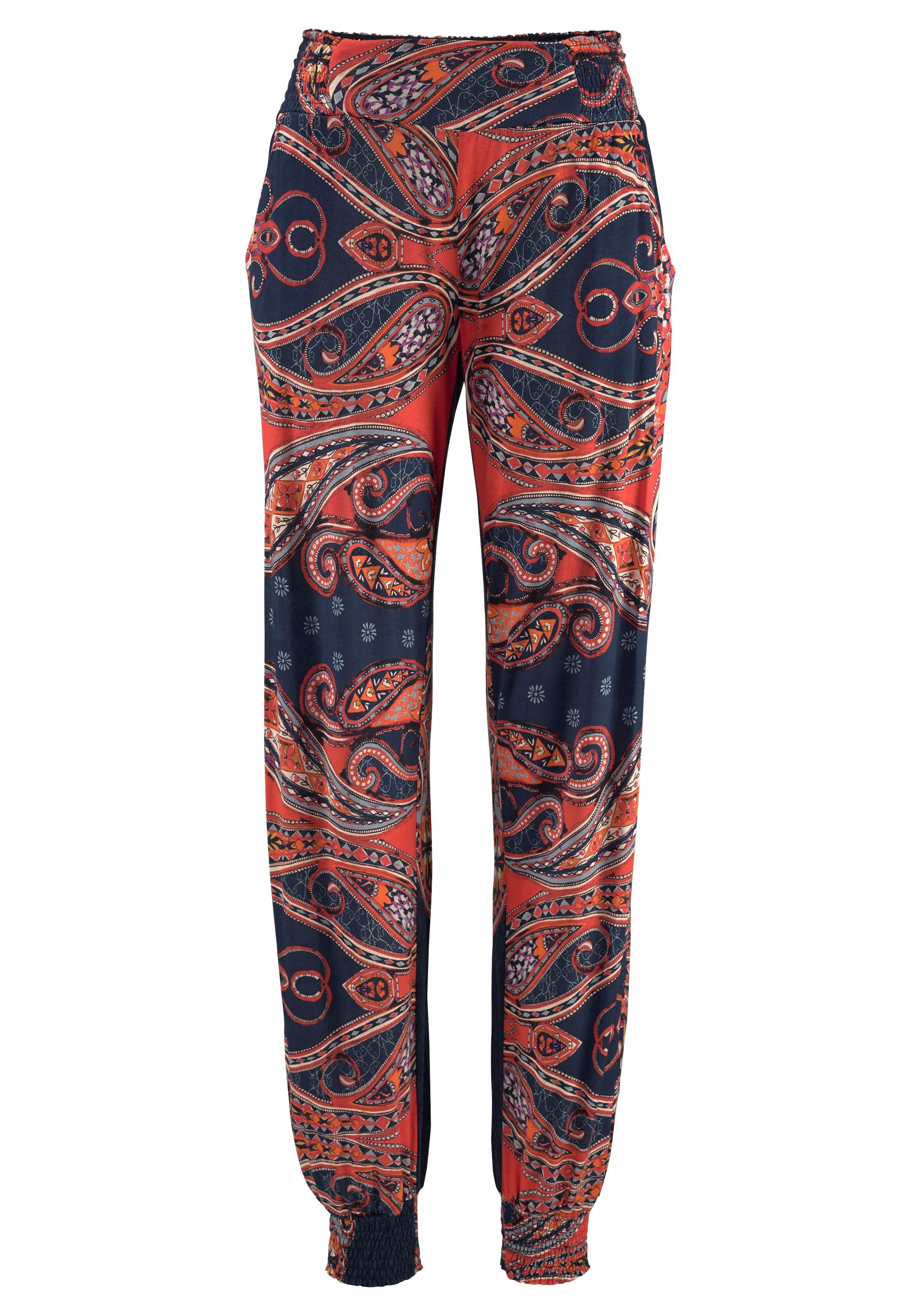 LASCANA Strandhose  mit Paisleyprint und Taschen, leichte Jerseyhose, elastisch