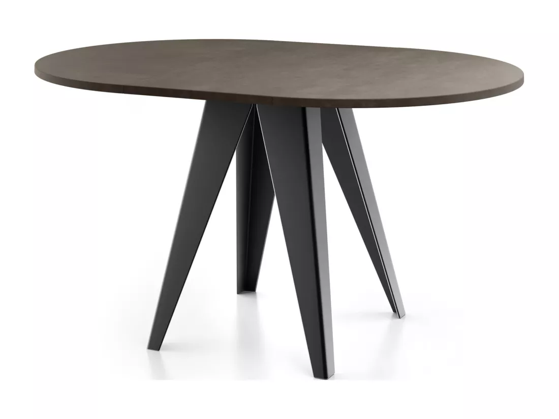 Table De Salle à Manger Ronde De Style Industriel - Moderne - Extensible De 90 Cm à 130 Cm - Pieds Métalliques Noirs - Compact Pour Petite Cuisine Ou Salon - Gris B