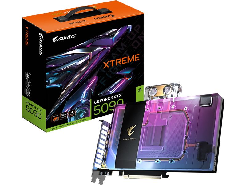 Gigabyte Grafikkarte AORUS GeForce RTX 5090 XTREME WATERFOR Gaming Grafikkarte mit 32 GB GDDR7 Speicher