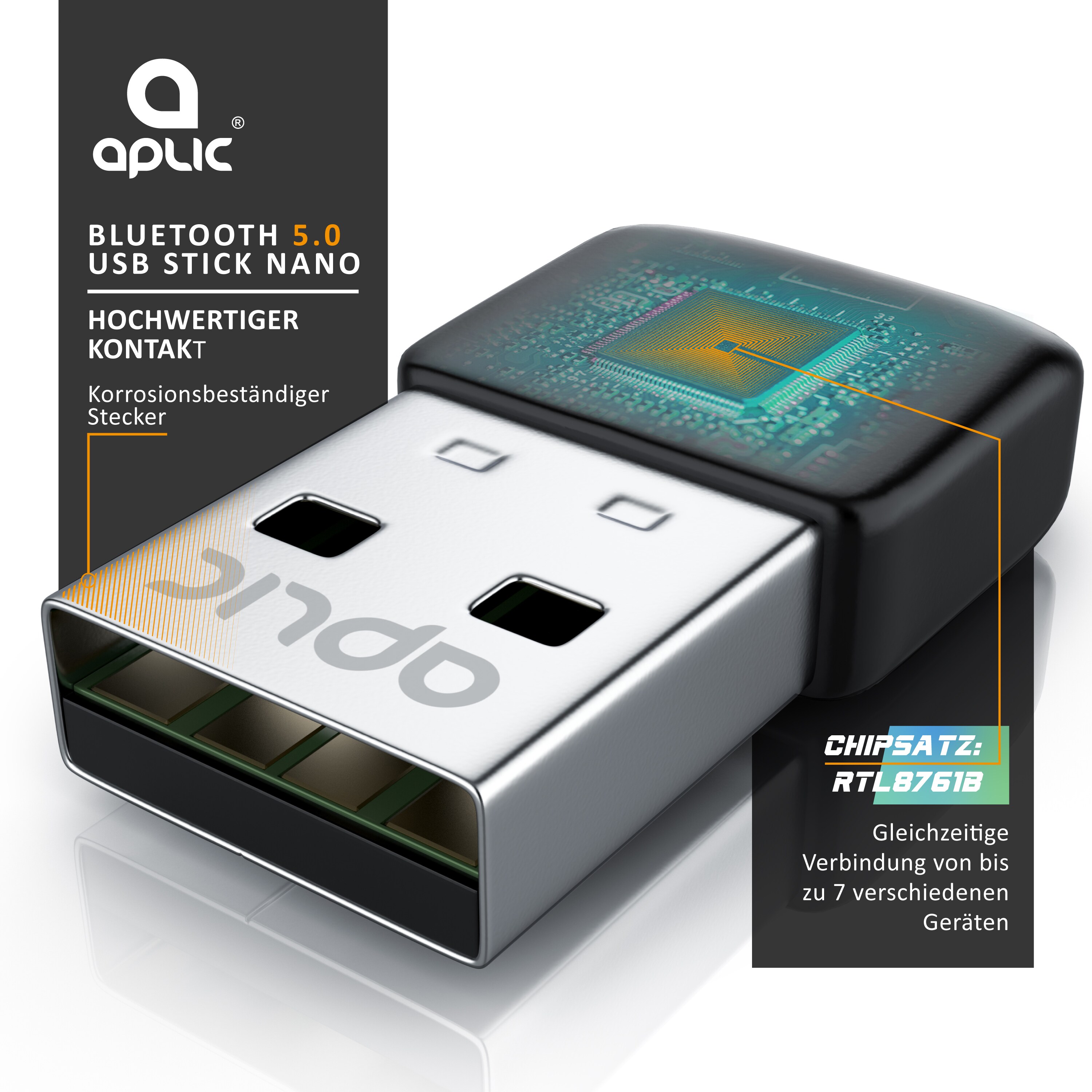 CSL USB Bluetooth Stick - BT V5.0 - Adapter, Dongle - für PC Laptop - unterstützt Bluetooth Kopfhörer, Lautsprecher, Mäuse, Tastaturen - 3 Mbit/s