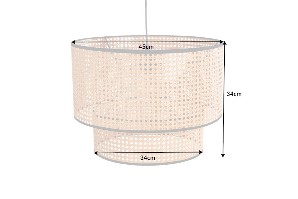 Boho Hängelampe VIENNA 45cm natur schwarz Wiener Geflecht Leuchte