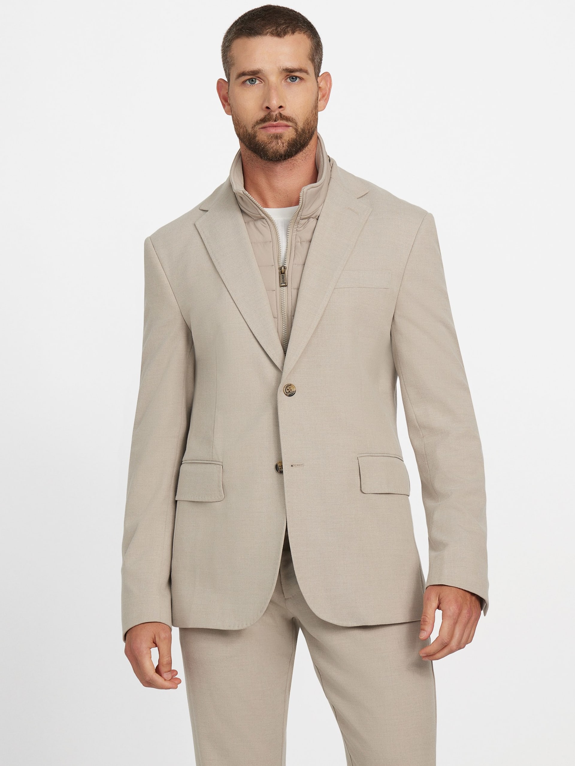 Blazer utilitário em mistura de lã
