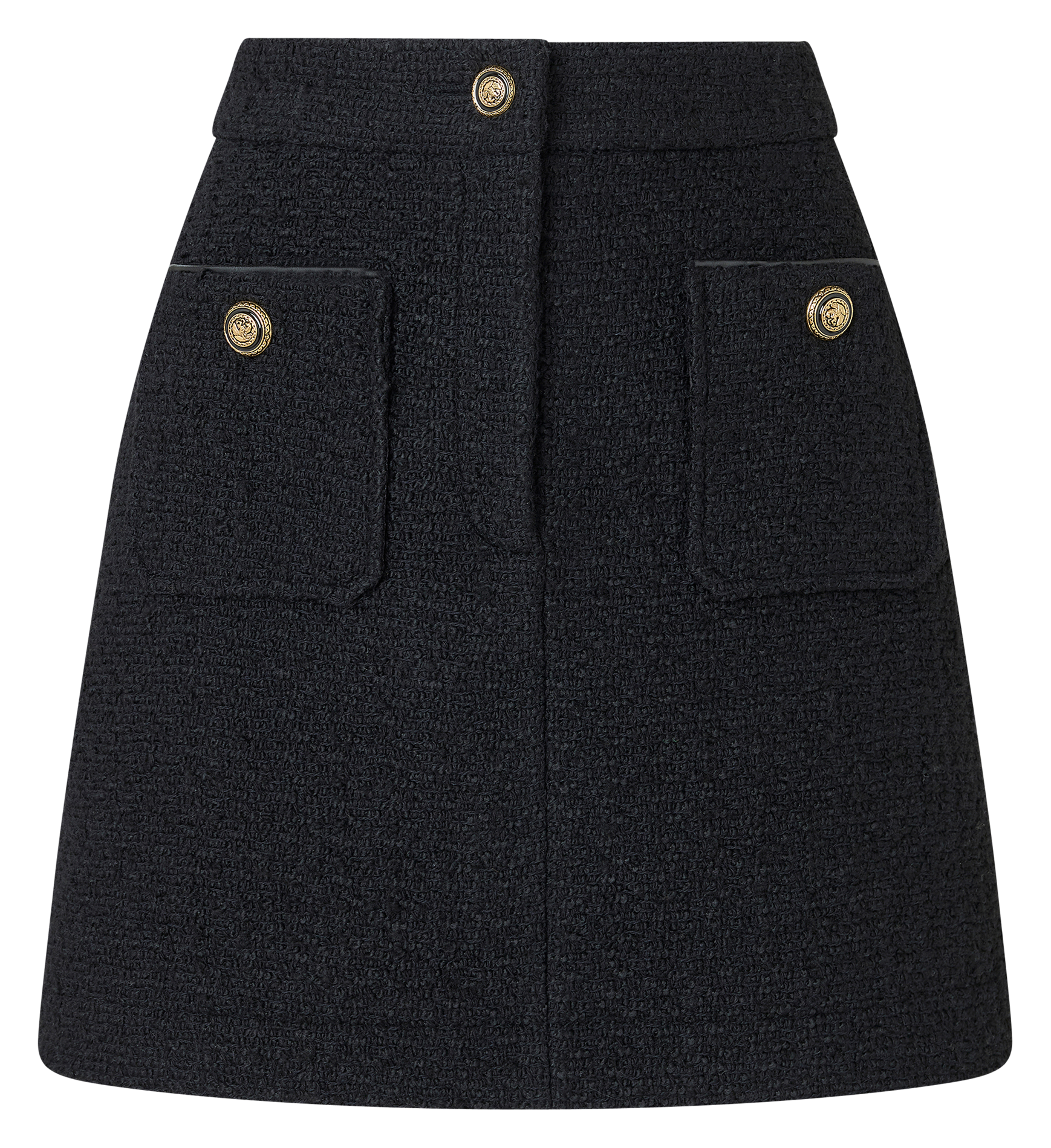 JINI - Jupe courte droite en tweed | Noir