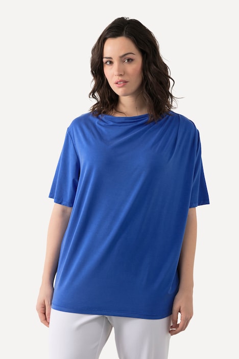 T-Shirt, Lyocell, Wasserfall-Ausschnitt, Halbarm