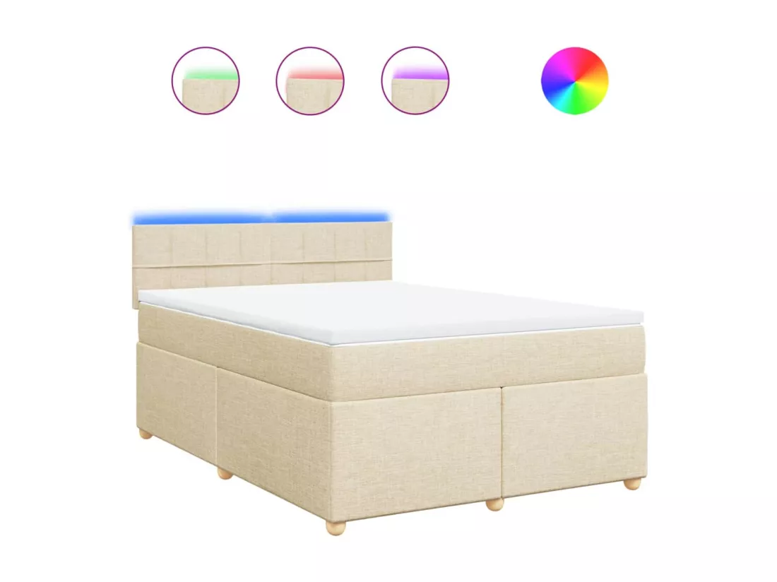Sommier à lattes de lit avec matelas Crème 140x190 cm Tissu