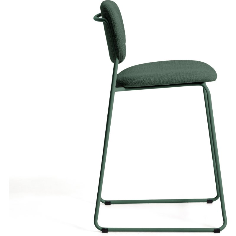Tabouret empilable Meli en chenille verte et pieds en métal vert FSC Mix Credit 65 cm