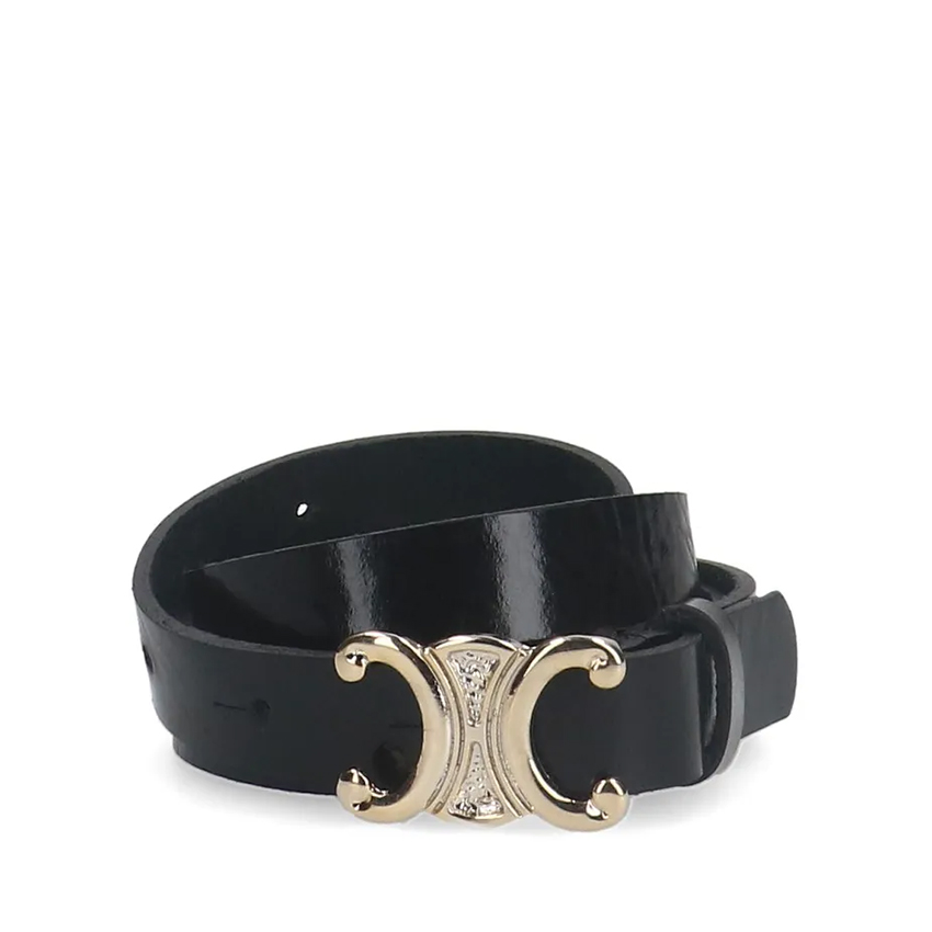 Zwarte leren dames riem
