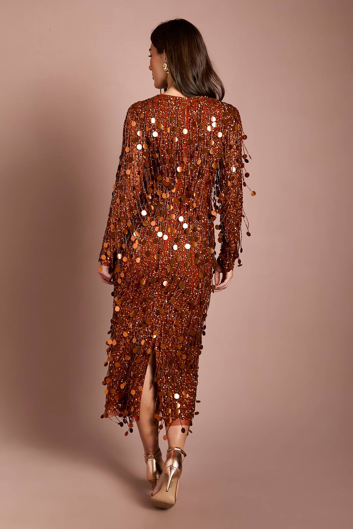 Coast Robe Mi-longue À Manches Longues Et Sequins Coast Muse