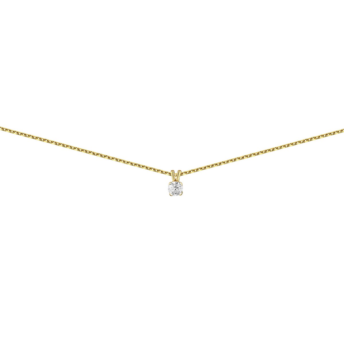 Collier Brillaxis solitaire diamant griffes or jaune0.15 ct