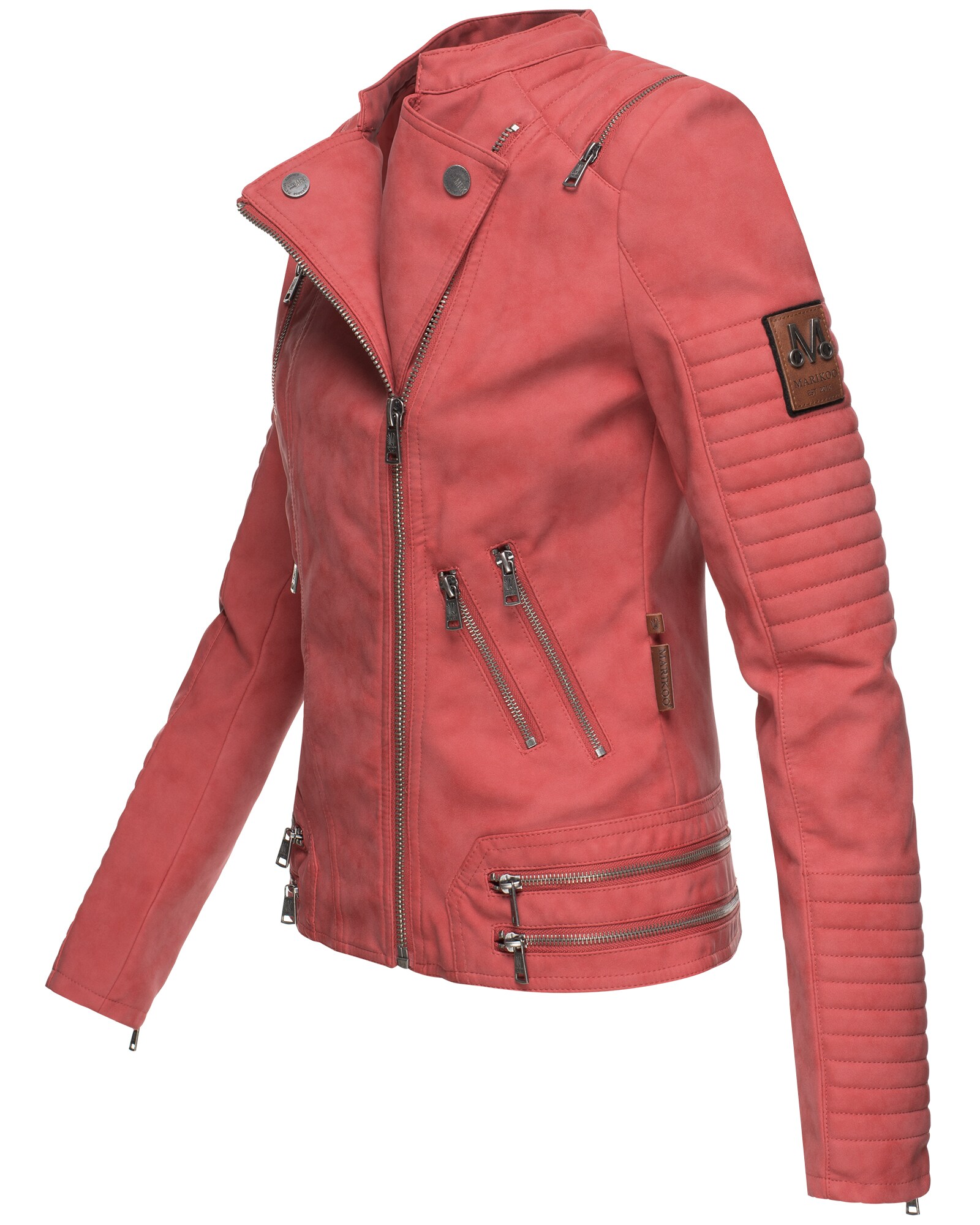 MARIKOO Damen Designer Übergangs Bikerjacke Kunstlederjacke Akikoo