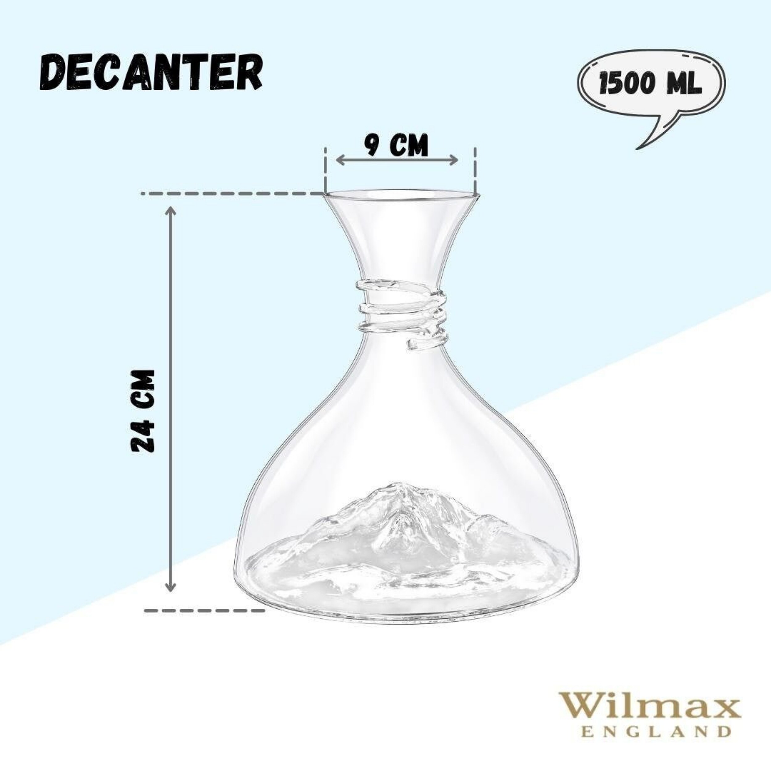 Eleganter mundgeblasener Weindekanter – 1500 ml, bleifrei